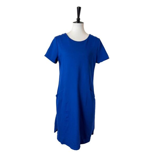 Banana Republic Dress Shift Ponte Knit Short Sleeve Pockets Blue Women’s Size 12 - Picture 1 of 12